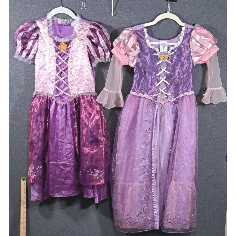 Disney Rapunzel Costume Dress Lot 2 Tangled Princess Purple Pink Kids Size M 7/8